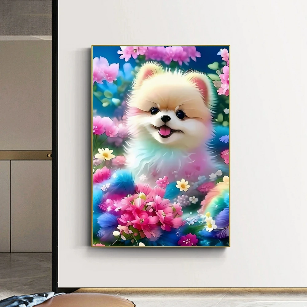 Diamond Painting Pomeranian Cartoon Dog Animal Diamond Painting Cross Stitch Kit Pixel Mosaic Embroidery Home Decor 5D DIY Art Drawing Hanging