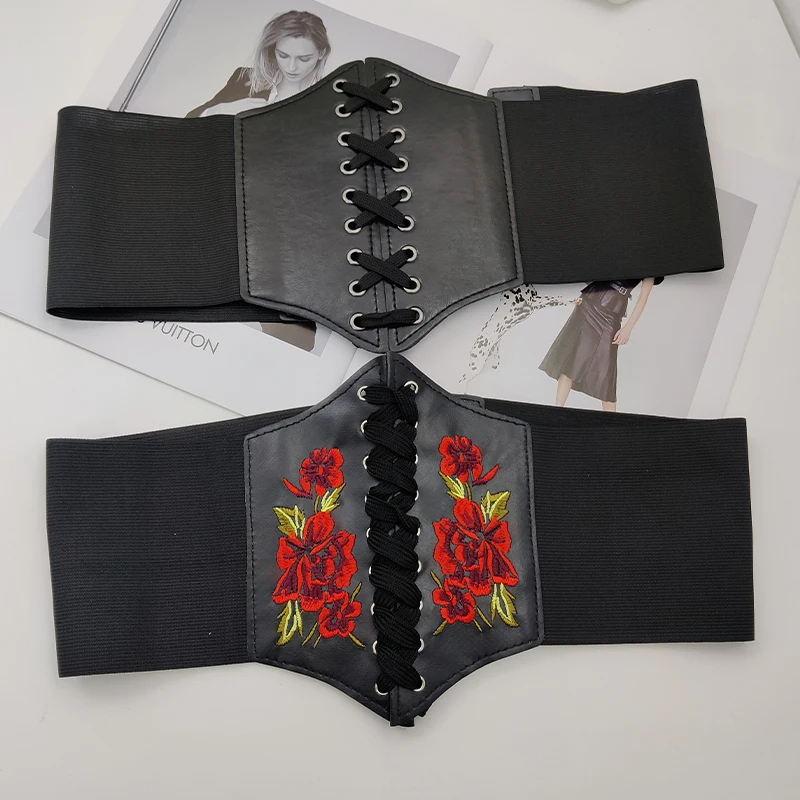Women's Corset Belt Gothic Fashion PU Leather Female Lace-up Corset Belts  Slimming Waist Vintage Corset Black Wide Belt for Girl - AliExpress