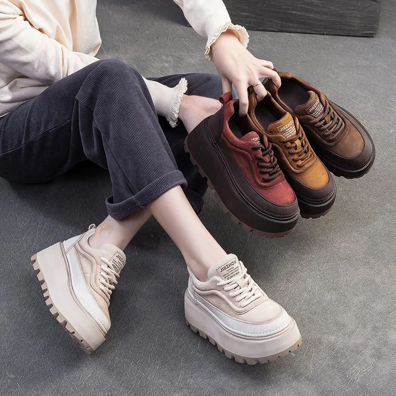 54475-69b27b.jpg Women’s Genuine Leather Platform Sneakers Chunky Wedge Shoes