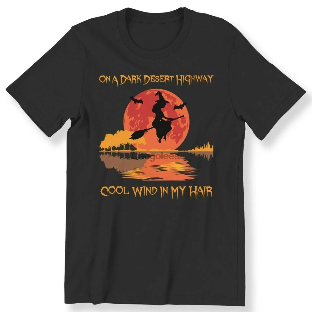 Хэллоуин на темной пустыне Мужская Женская футболка ведьма Spooky топ 100% хлопок |