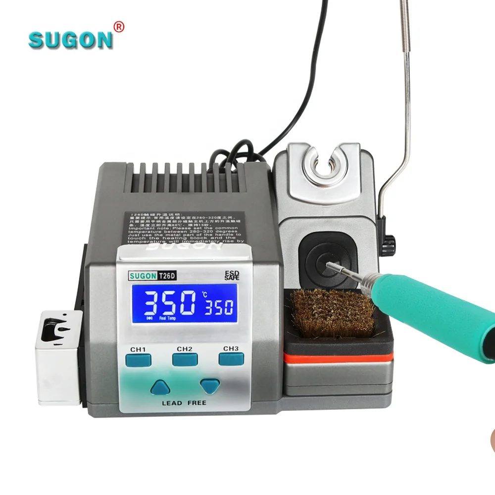

Factory Sales SUGON T26D Electronics Soldering Iron Gun Kit SMD Welding Soldering Station With 210 Soldering Tips