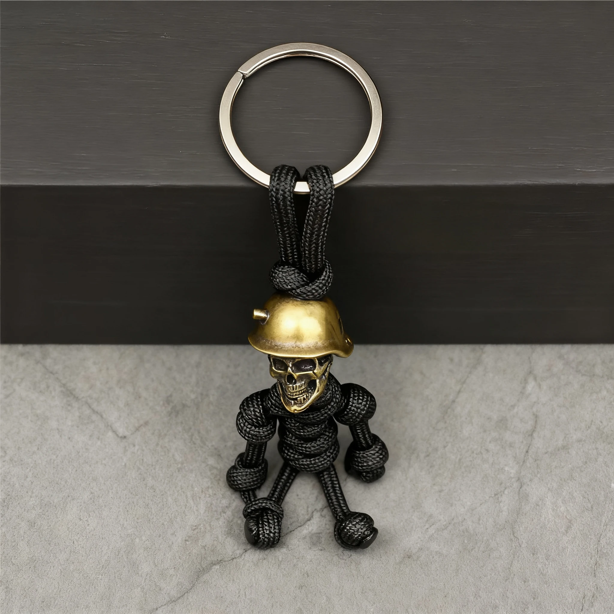 Skull Head Keychain 1PC Car Biker Helmet Pendant Braided Rope Paracord Buddy Bag Hanging Backpack Doll Toy