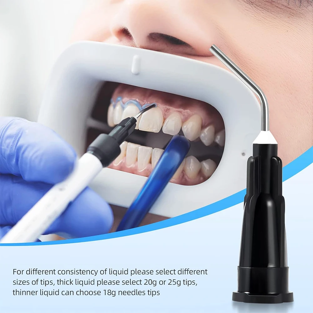 Dental Irrigation Bent Needle Tips For Tooth Cleaning 100 Pack_voghion.com