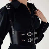 Женский модный пояс, широкий корсет, кожаный корсет, моделирующий кожаный ремень от талии до плеч, ремень для тела, аксессуары для готической одежды — изображение 2