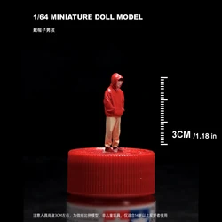 Exquisite 1/64 Scale Red Male Figurine Collectible Doll for Diecast Model Car Fans (SJ64002B)