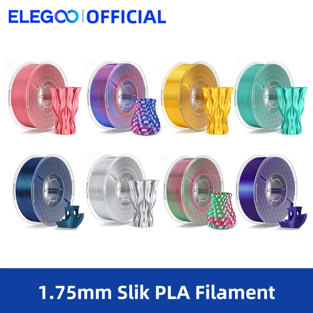 Filamento PLA de seda ELEGOO 1,75 mm 1 KG, filamento de impressora 3D 1 kg ouro prata adequado para a maioria das impressoras 3D FDM