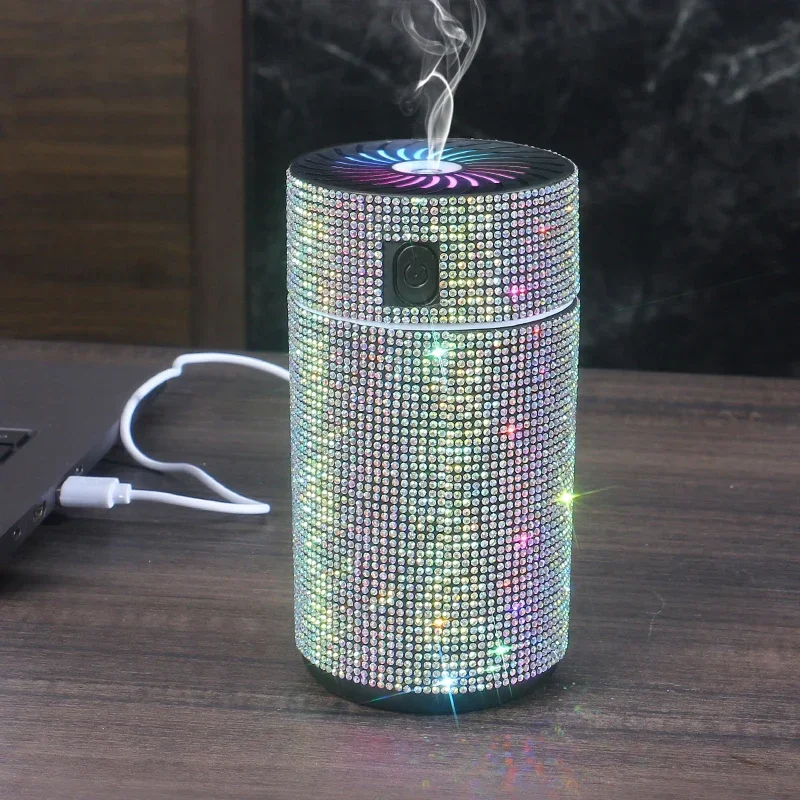 Bling Crystal Car Diffuser Humidifier with LED Light Diamond Auto Air Purifier Diffuser Air Freshener Shiny Car Accessories
