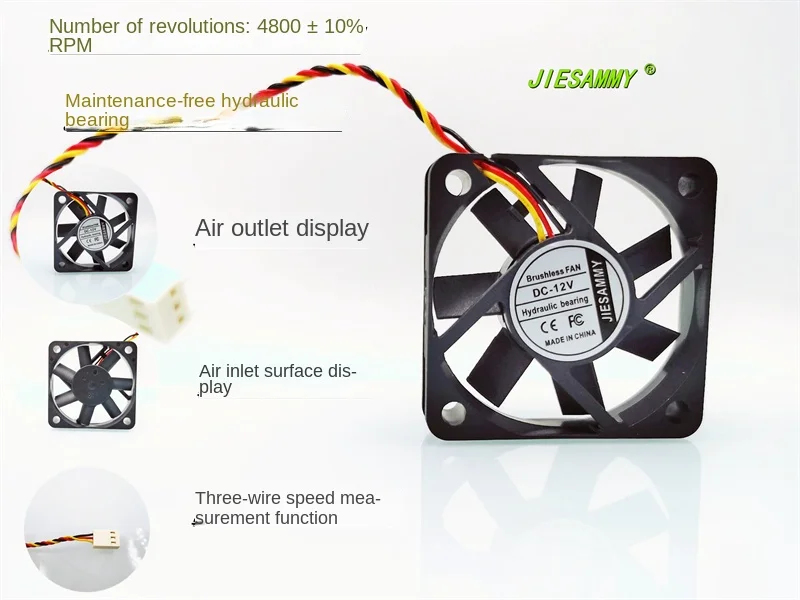 JIESAMMY 5010 hydraulic bearing 5CM 12V 4800 turn three-wire speed battery chassis cooling fan 5pcs lot new motor smart robot car chassis kit speed encoder battery box 2wd