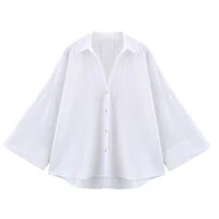 Chemise ample décontractée pour femmes, pour printemps/été 2025, col, boutons, manches larges, Style de vacances minimaliste 2