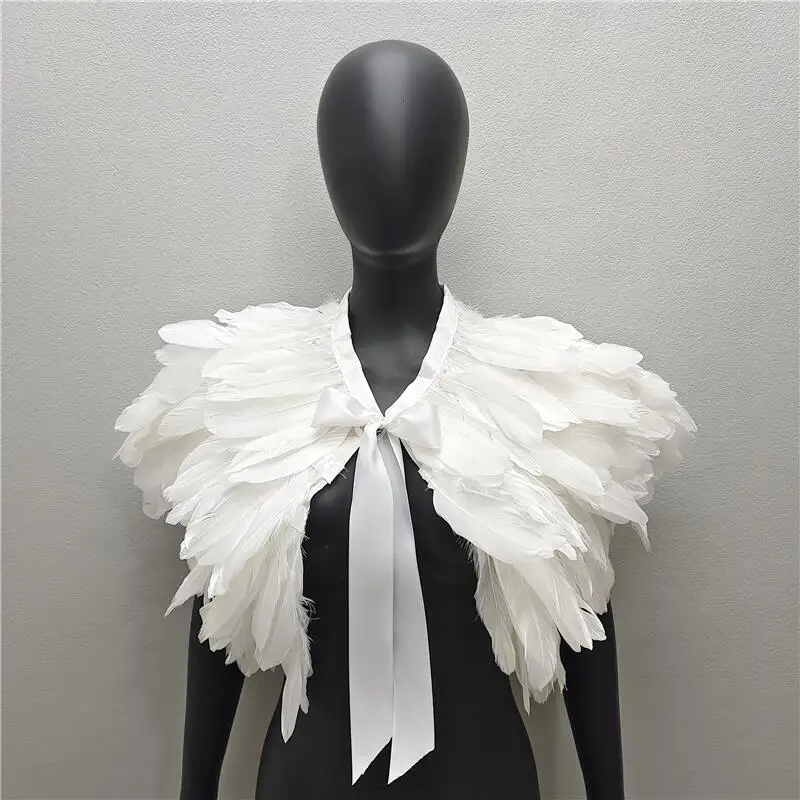 Neck Scarves Woman Scarf Women Gothic Style Shawls Turkey Dress Cape Halloween Fur Shawl Feather Wedding Party Shawl Cosplay three layer feather halloween neck scarves designer luxury woman shawl snood gothic style scarf women shawls apparel accessories