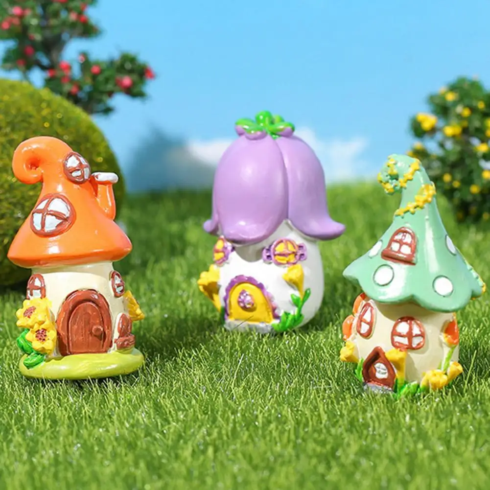 Bella Resistente All'Usura Fata Giardino Fungo Cottage Desktop Decor Craft Solid Mini House Ornament Paesaggio In Miniatura