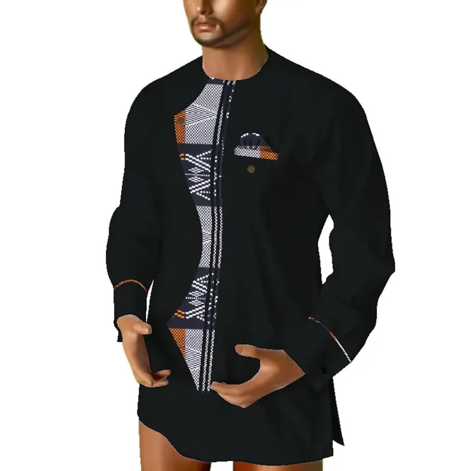 African Shirt Dashiki Men Long Sleeve Collarless Shirt Tops African Shirt Dashiki Men Long Sleeve Collarless Shirt Tops