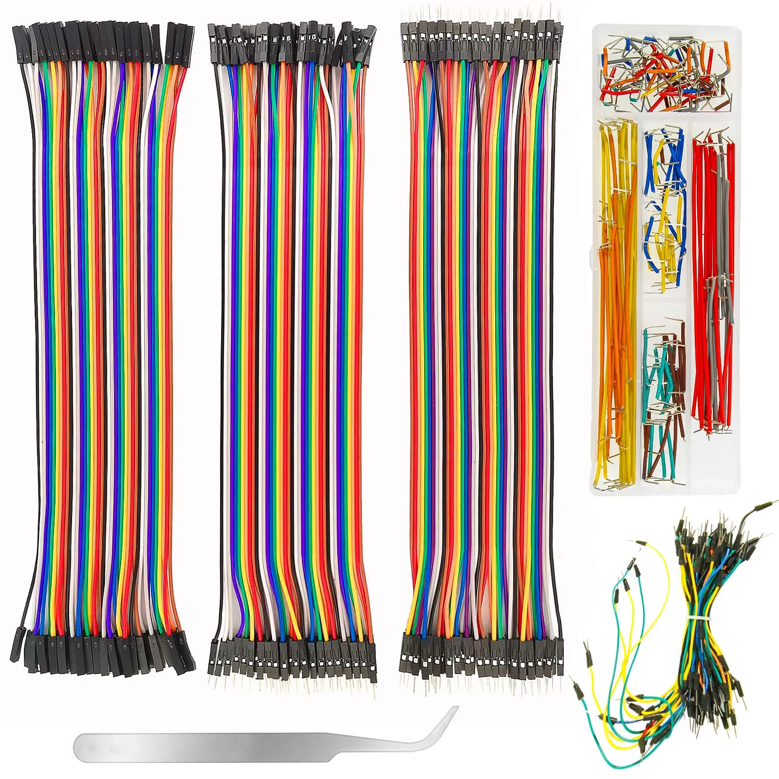Multicolored Jumper Ribbon Cables Connector Assorted Kit,140pcs Breadboard u-Shape Jumper Helpers, 65pcs Flexible Wires