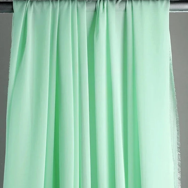 Elegant Avocado Green Semi-Transparent Chiffon Veil & Decorative Curtain Fabric