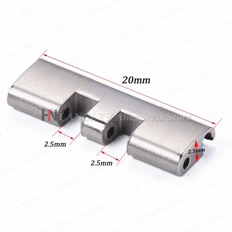 Curved End Link Stainless Steel Adapter for 20mm/22mm Watch Bands (2pcs)