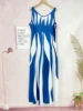 Targeted printed spring/summer new V-neck long dress 5