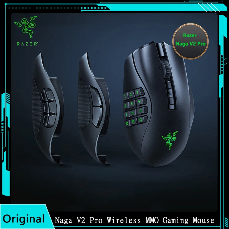 New Razer Naga V2 Pro Wireless MMO Gaming Mouse With HyperScroll Pro Wheel Swappable Side Plates