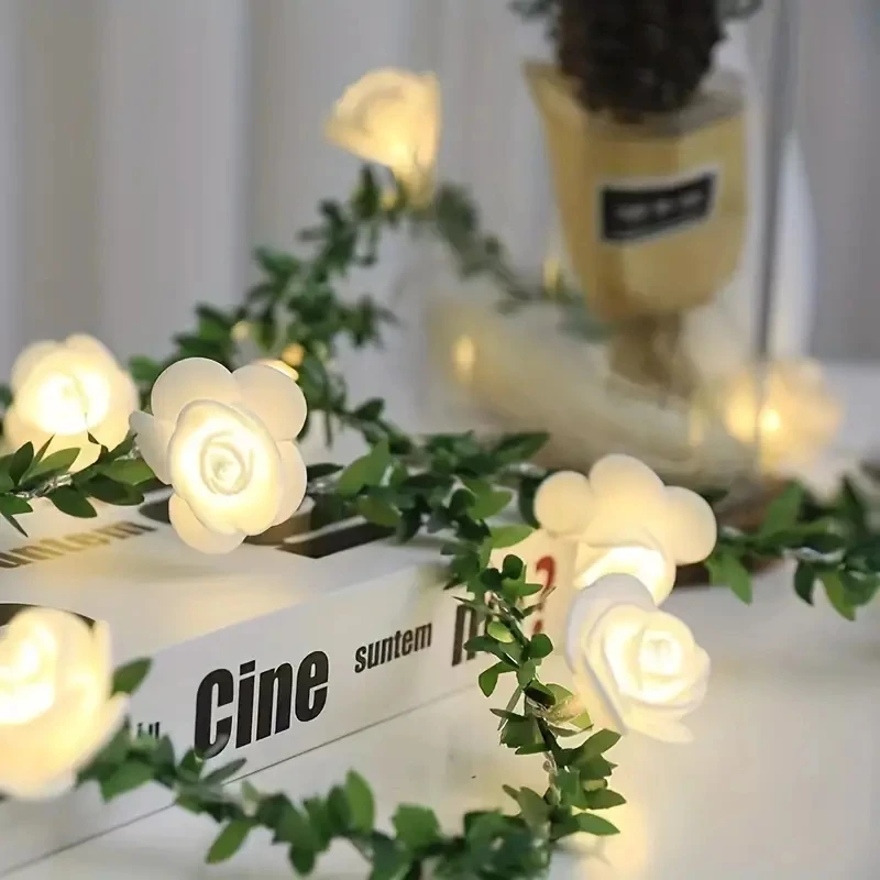 1PC 10 LED 장미 꽃 문자열 조명 배터리 구동 꽃 장미 밤 램프 결혼식 발렌타인 데이 파티 갈 랜드 장식