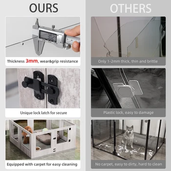 Tempered Glass Dog Puppies Playpen for Indoor Pet Whelping Pen Exercise Fence Box Cage with Waterproof Fertility Pad 6