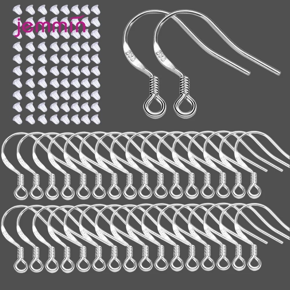 

200Pcs 925 Sterling Silver Earring Hooks For Women French Sparkling Bead Ball Earring Hooks Jewelry Accessories Wholesale