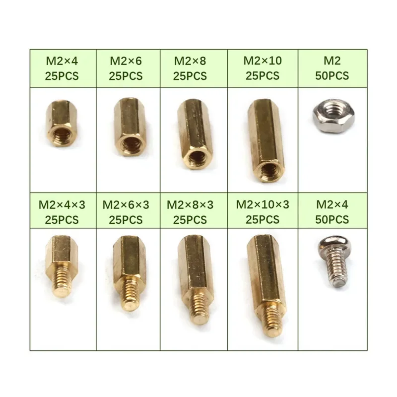 50/80/300PCS/Set M2 Brass Copper Female/Male Spacing Screws Security Surveillance Cameras Pillars Knurled Standoff Spacer Kit