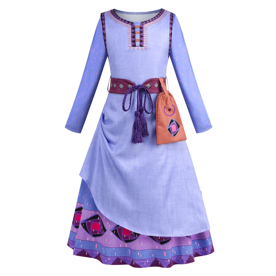Princess Movie Wish Asha Cosplay Dress Kids Girl Fancy Costume Carnival Party Birthday Ball Gown Boy King Cloak Outfit Halloween
