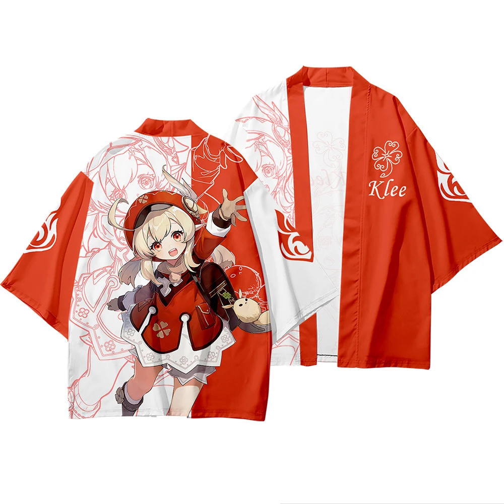 

Кимоно с логотипом Genshin Impact Kawaii Klee Smile Icon, накидка, кардиган, халат, куртка, костюм для косплея с длинными рукавами из аниме игры