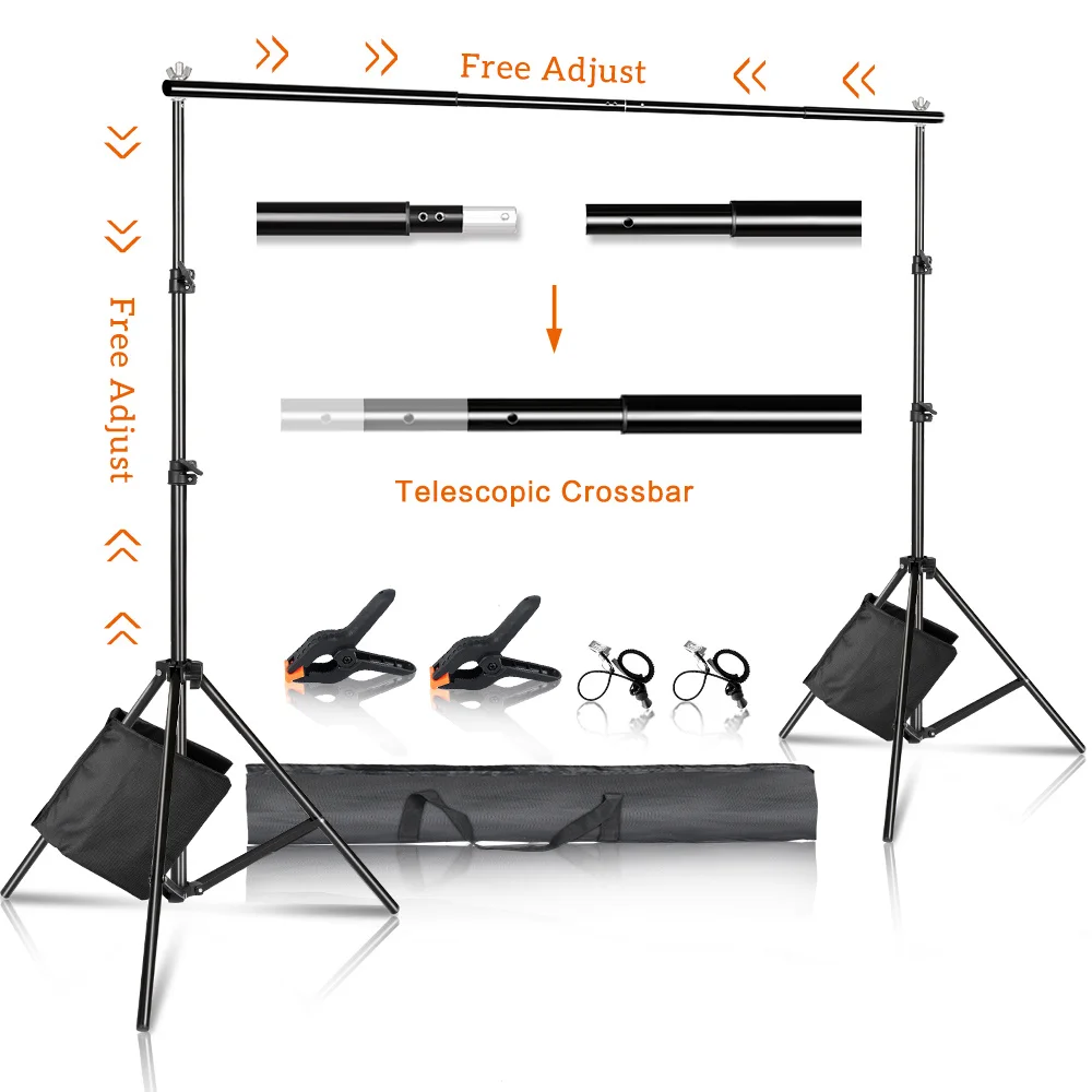 Upgrade Background Stand Photography Support System Kit for Photo Studio Muslin Backdrops, Paper and Canvas with Carrying Bag