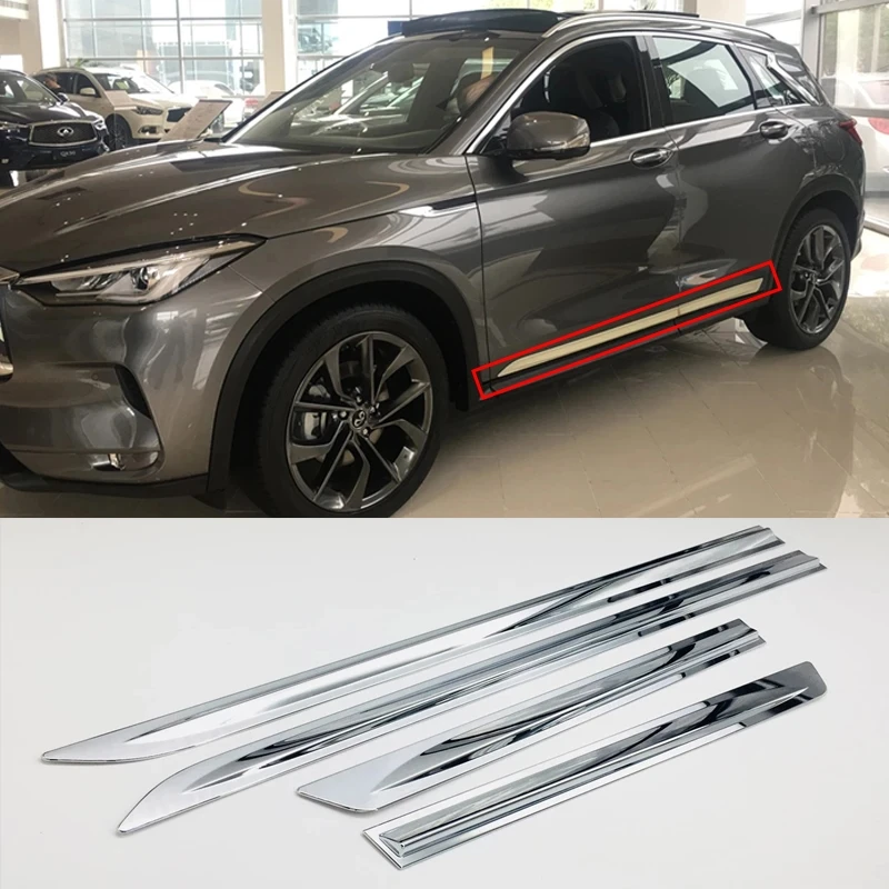 

Для Infiniti QX50 2018 2019 ABS хромированный карбоновый корпус двери молдинг корпус двери Защита от царапин боковые полосы для автомобиля отделка