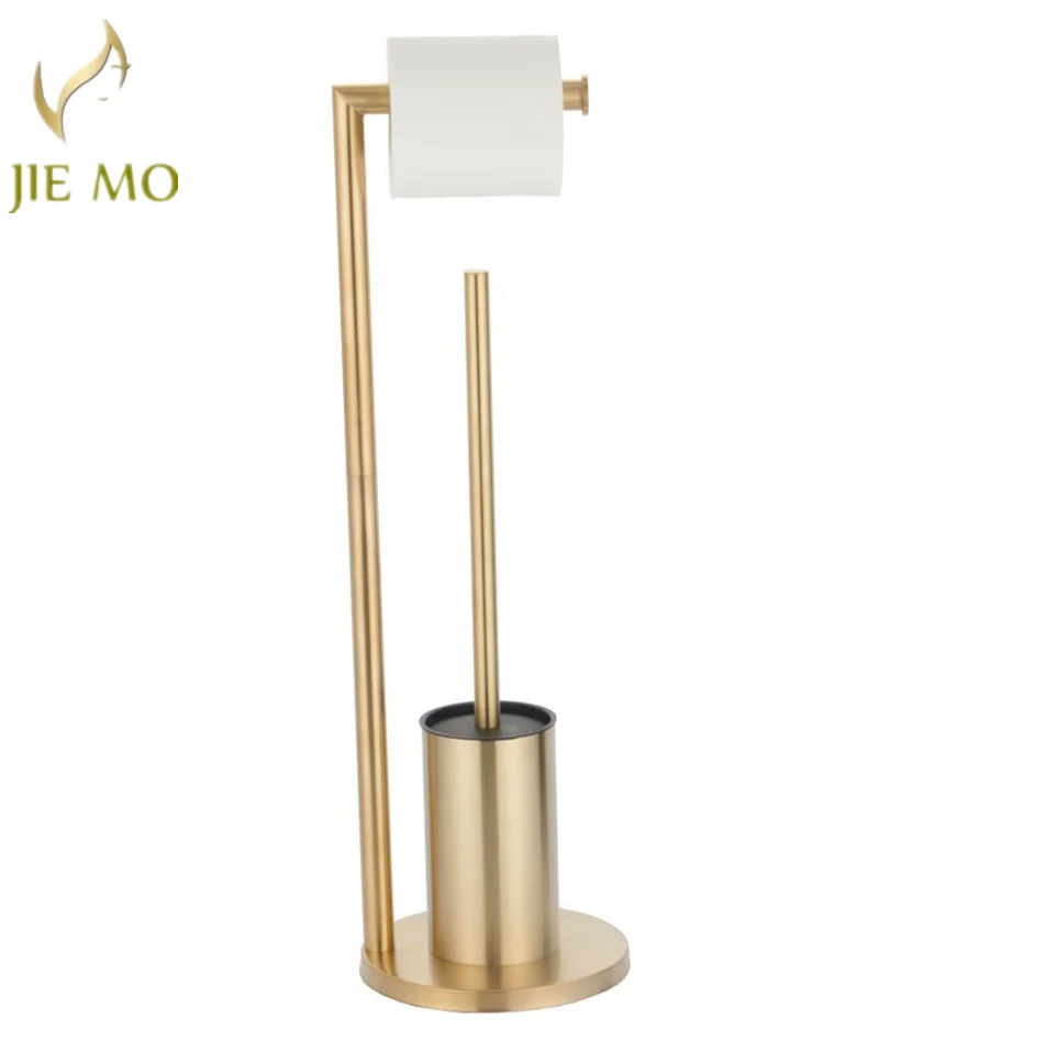 Floor-to-ceiling Toilet Brush Holder with Toilet Paper Holder Stainless steel