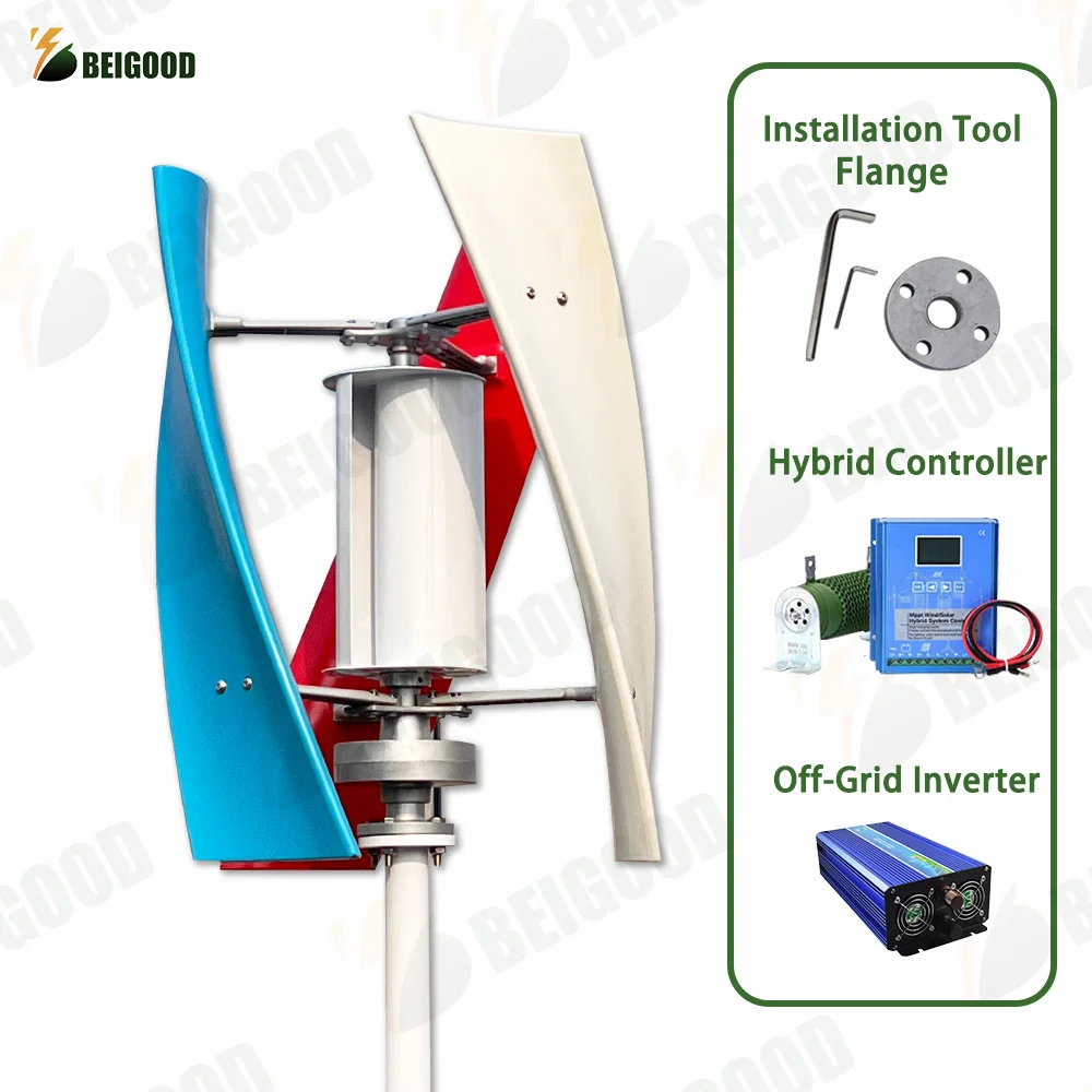 

China Factory 5000W Vertical Axis Maglev Wind Turbine Generator 12V 24v Free Energy For Homeuse Windmills With OFF-Grid System