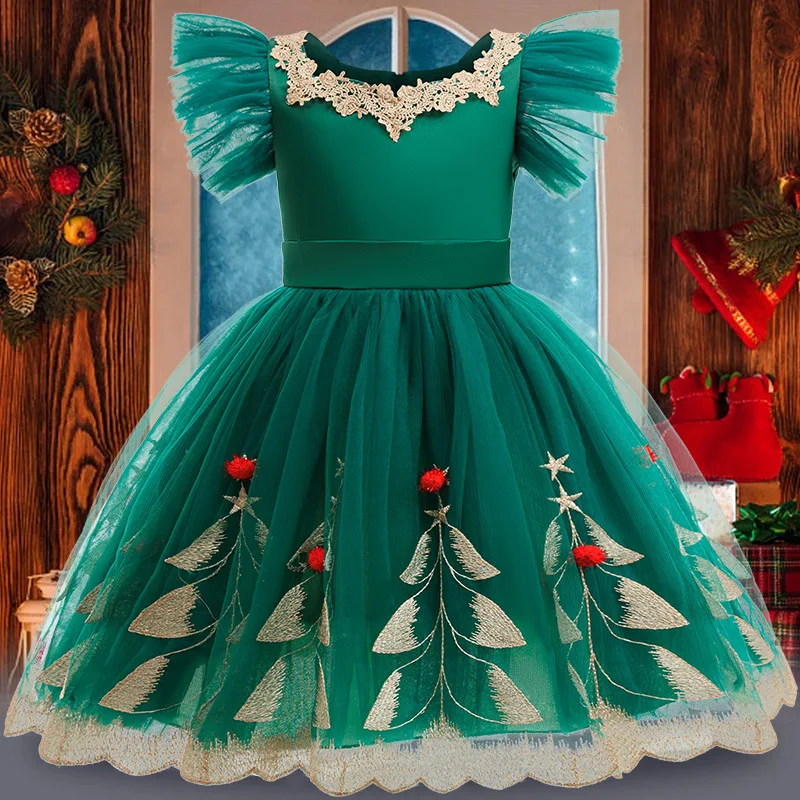 green emerald velvet dress Emerald Sequin Long Sleeve Tutu Dress 2T main image 0