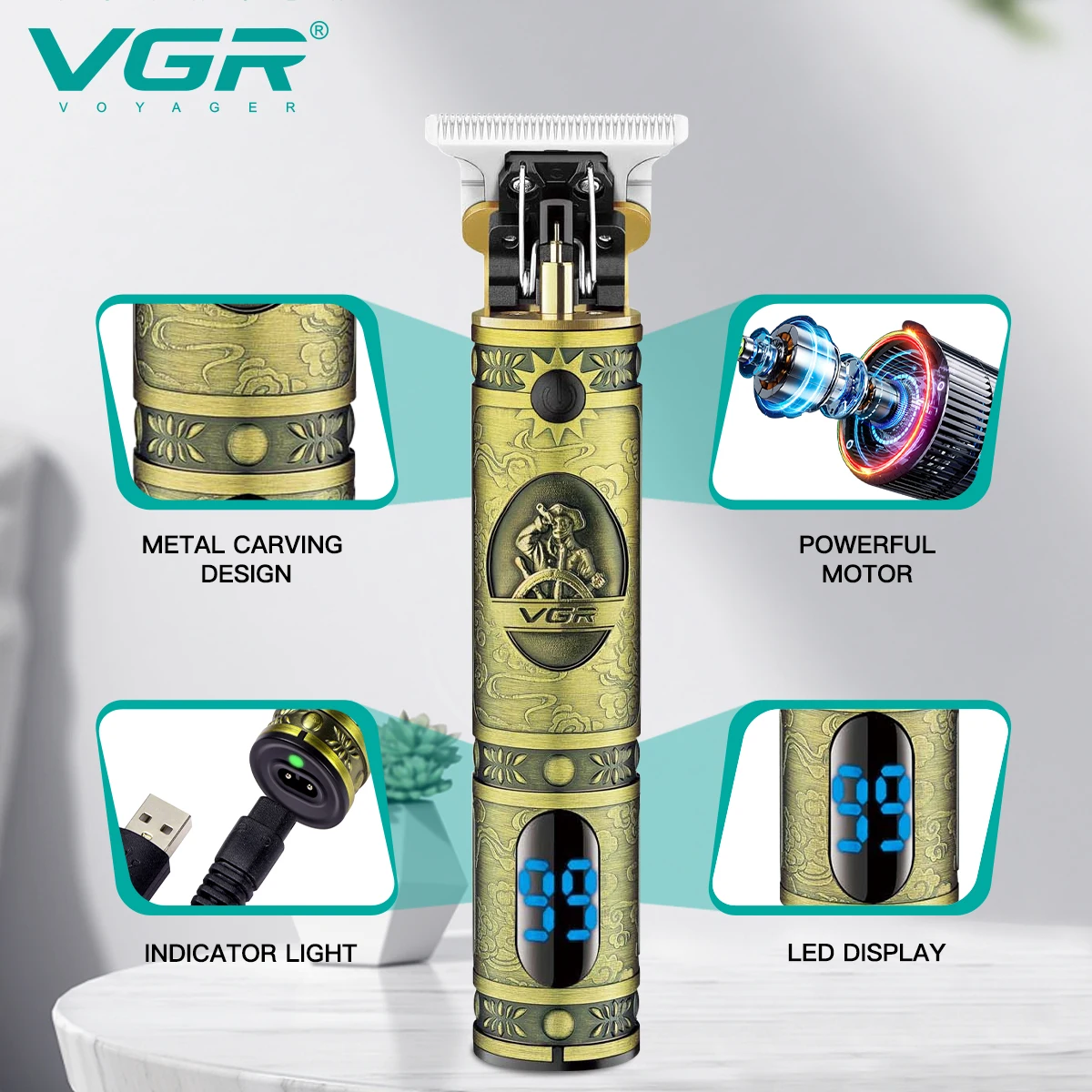 VGR 228 Hair Clipper Professional Personal Care Barber Trimmer For Men Upgrade T9 LCD  Electric Hair Clipper Clippers VGR V228 2