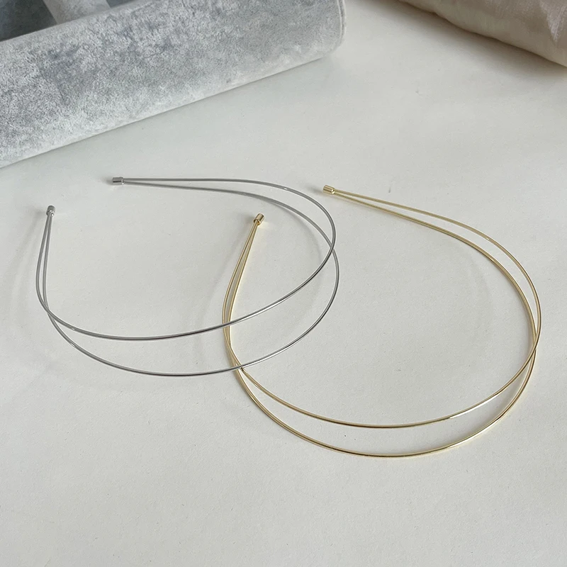 Fashion Double Root Metal Hair Hoop Retro Gold Silver Women Hair Bands Simple Headwear Street Head Hoop Accessori Per Capelli Di Moda