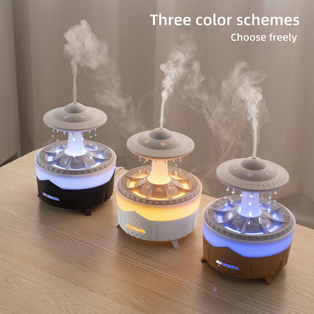UFO Rain Drop Air Humidifier New 300ml 7 Colors LED Lamp Ultrasonic Remote Control Rain Cloud Aroma Diffuser 6