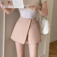 Korean Style Fashion Button High Waist Women Shorts Skirts 2025 New Spring Summer A-line Suit Shorts Ladies Casual Culottes 1