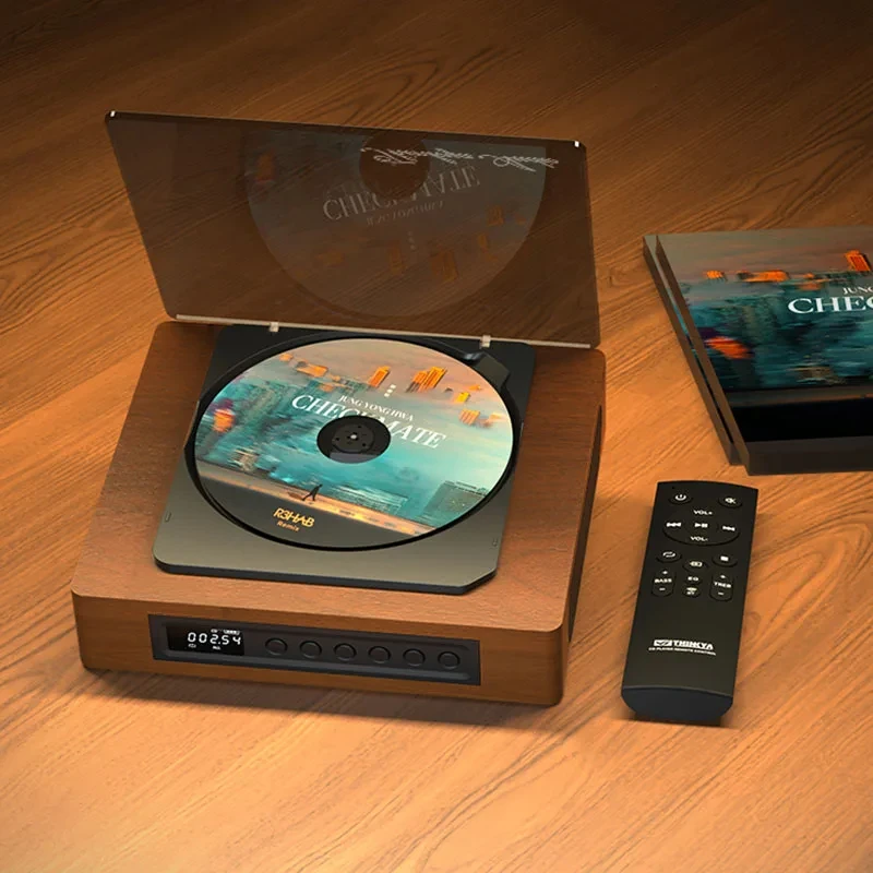 NewThinkya Classic Retro Wooden CD Player Built in Speaker HIFI Album Player Bluetooth All-in-one Walkman with Remote Control