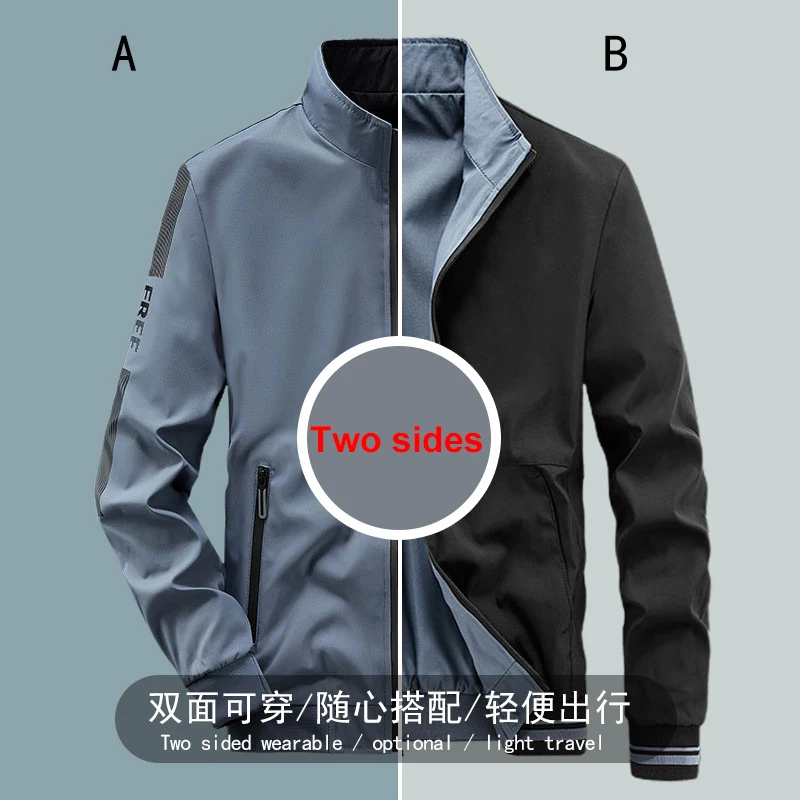 Two Sides Jackets Men Baseball Jacket Autumn Winter Thick Jacket Coat Male Fashion Casual Slim Fit Coats Double Sided