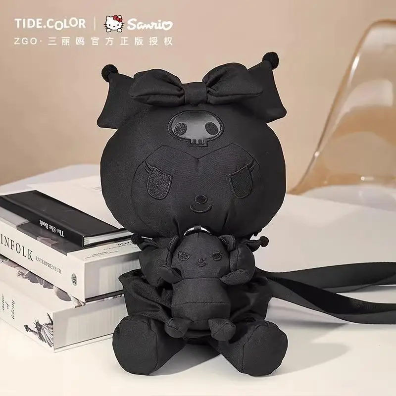 

Zgo Kawaii Black Kuromi Backpack Anime Cartoon Sanrio Dark Series Kulomi Doll Backpack Girls Bag Plush Backpack Gift