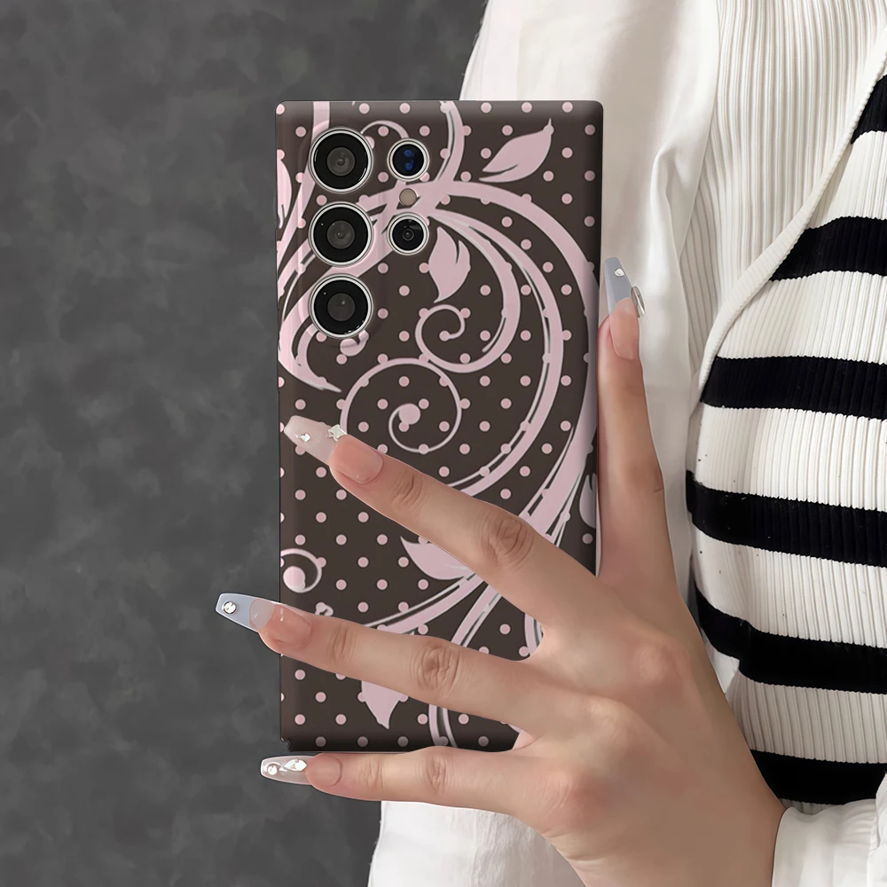 Pink Scroll & Polka Dots Shockproof Tough Phone Case