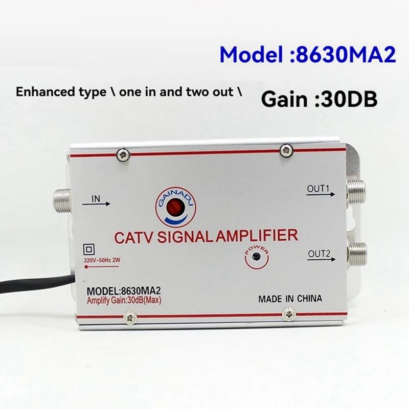 8630MA2 30dB 케이블 TV 분배기 증폭기 디지털 TV 안테나 신호 부스터 홈 TV 장비 45Mhz 860MHz EU Plug-A86Z