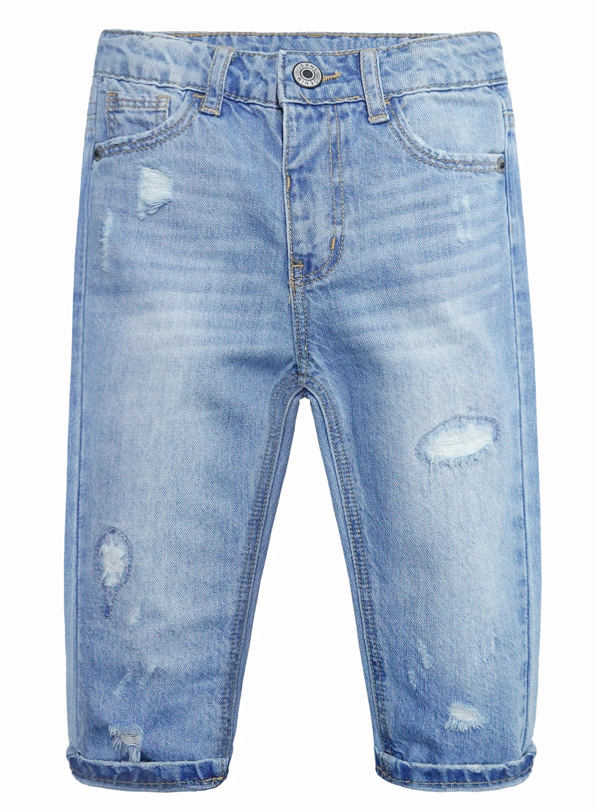 

Детские свободные джинсы для мальчиков KIDSCOOL, мягкие рваные джинсовые эластичные штаны с резинкой внутри