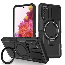 Shockproof Armor Case with Magsafe Wireless Charging and Magnetic Ring Holder - Galaxy S20 FE (Black)