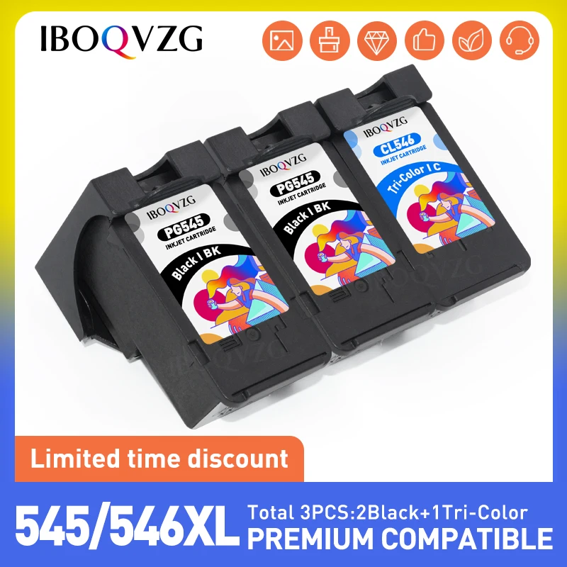 

IBOQVZG Ink Cartridge PG-545 545XL 546XL Replacement For Canon PG 545 CL 546 XL For Pixma MG3051 MG3052 MG3053 MX490 Printer