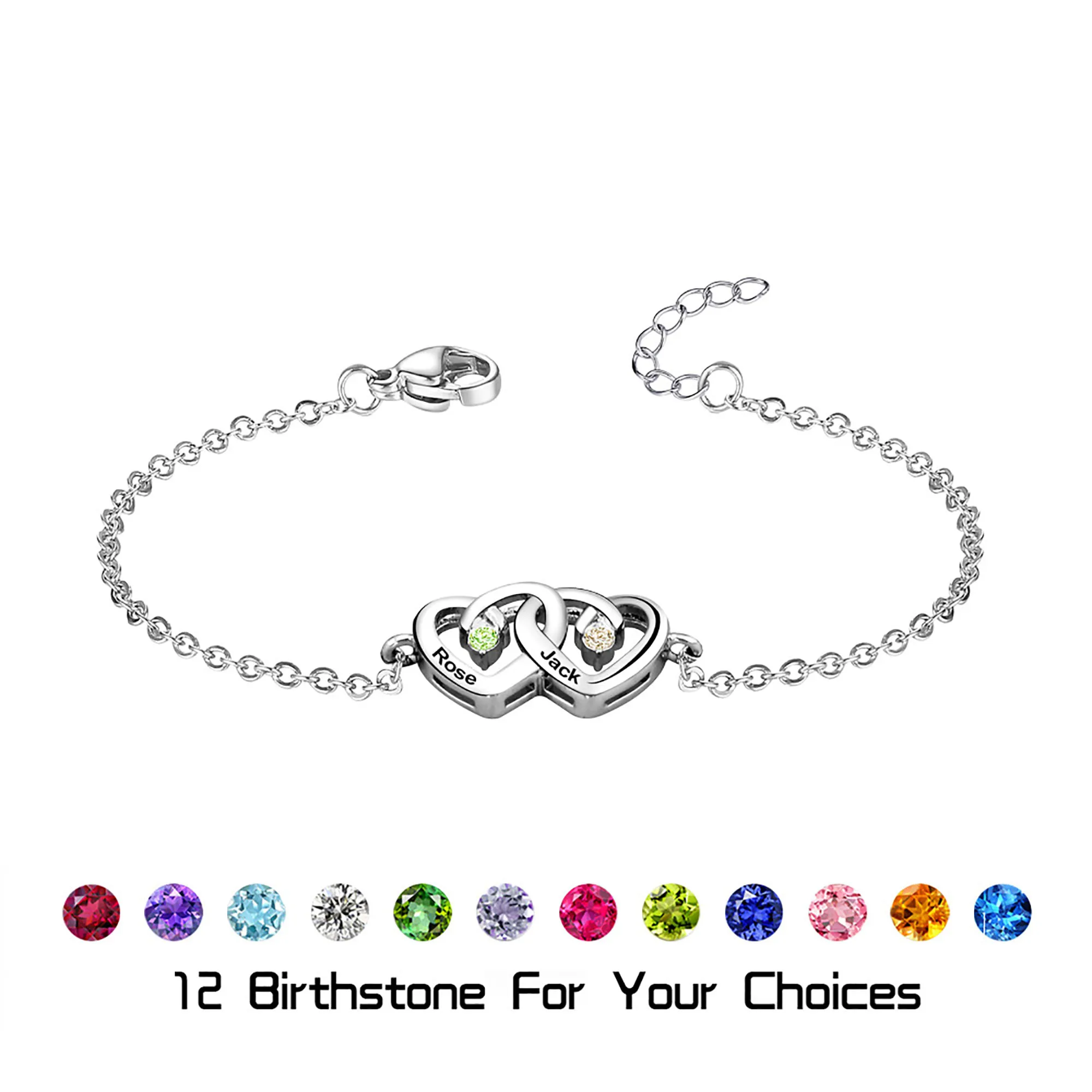 

Double heart necklace that can customize birthstoneBirthstone Birth Stone Pendant Necklace 12 Month Stars Charms Mulitcolor Crys
