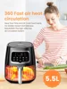 ZCWA Air Fryer 5.5L 1400W Multifunctional Household Max 200 Centigrade Low Oil And Light Stainless Steel Fryer Intelligent 4