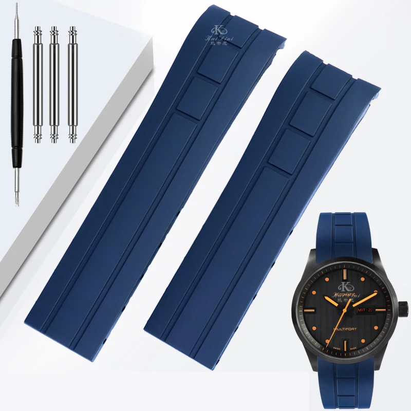 Premium Arc Mouth Watchband - Rubber Strap in Black, Orange, and Blue