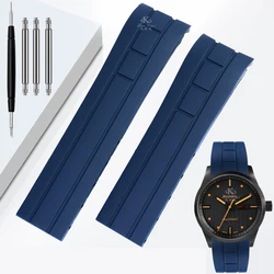 Premium Arc Mouth Watchband - Rubber Strap in Black, Orange, and Blue - 23mm (Blue no buckle)