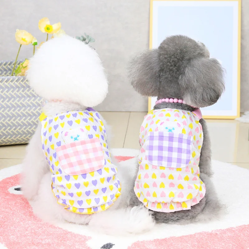 Summer Plaid Pet Dog Princess Dress for Small Dogs mascotas Clothing Cute Puppy Cat Suspender Skirt Chihuahua Pomeranian Clothes