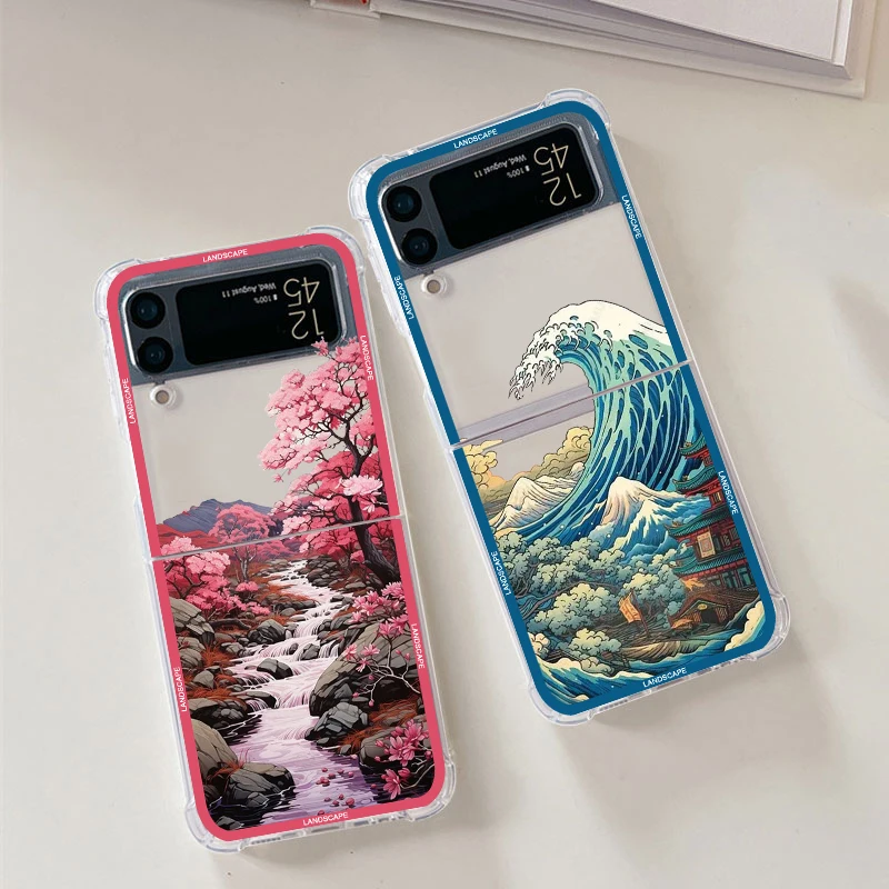 Custodia Di Lusso Per L'Arte Del Paesaggio Per Samsung Galaxy Z Flip 5 Cover Per Samsung Zflip4 Z Flip 3 Cover Antiurto Fundas